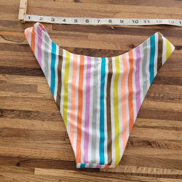 NWOT Xhilaration Candy Stripe Ribbed High Waist High Leg Bikini Bottom - Picture 4 of 7
